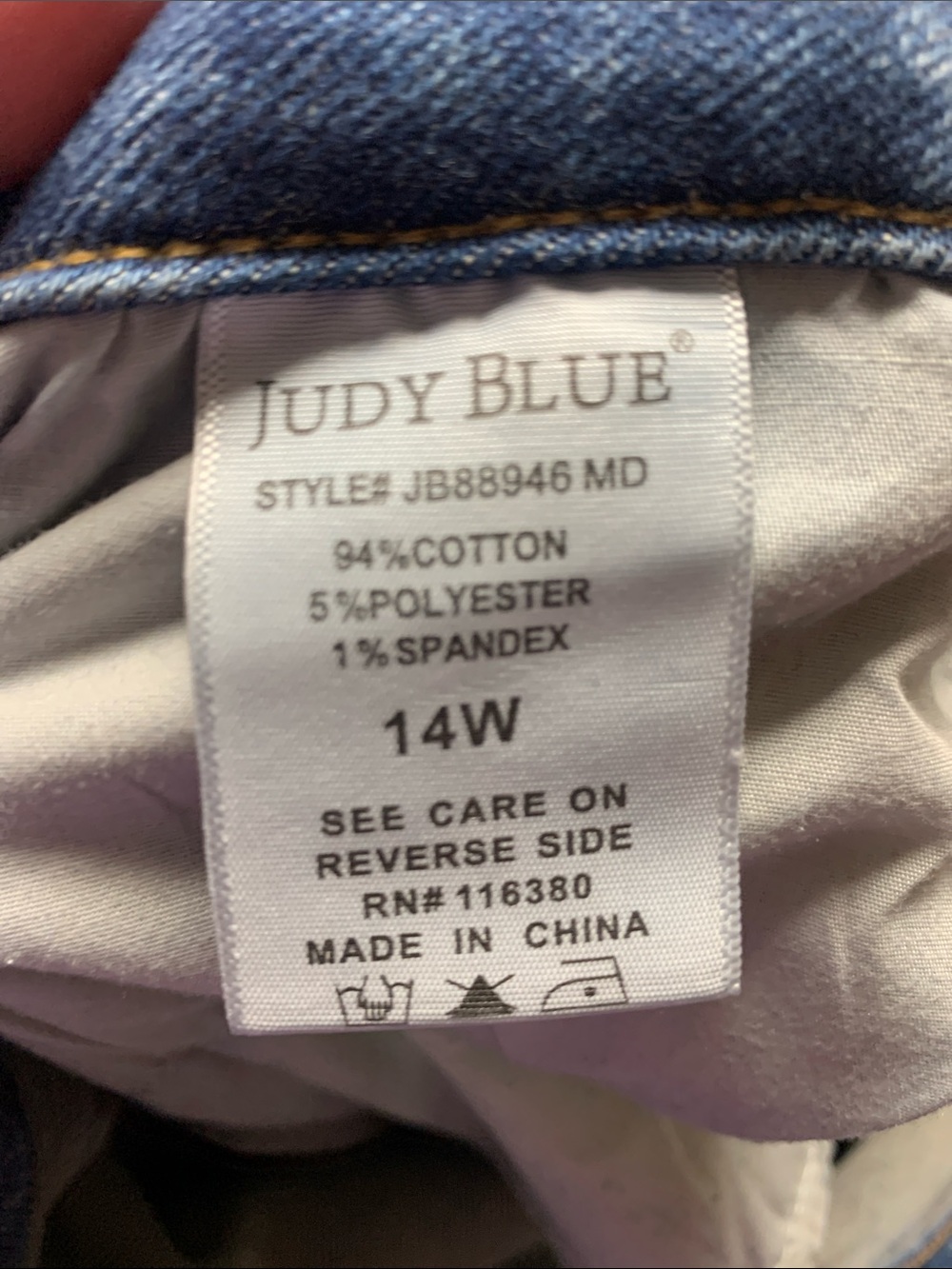 Judy Blue Boyfriend Fit SS Panel be Jeans Size 14W - Picture 8 of 8